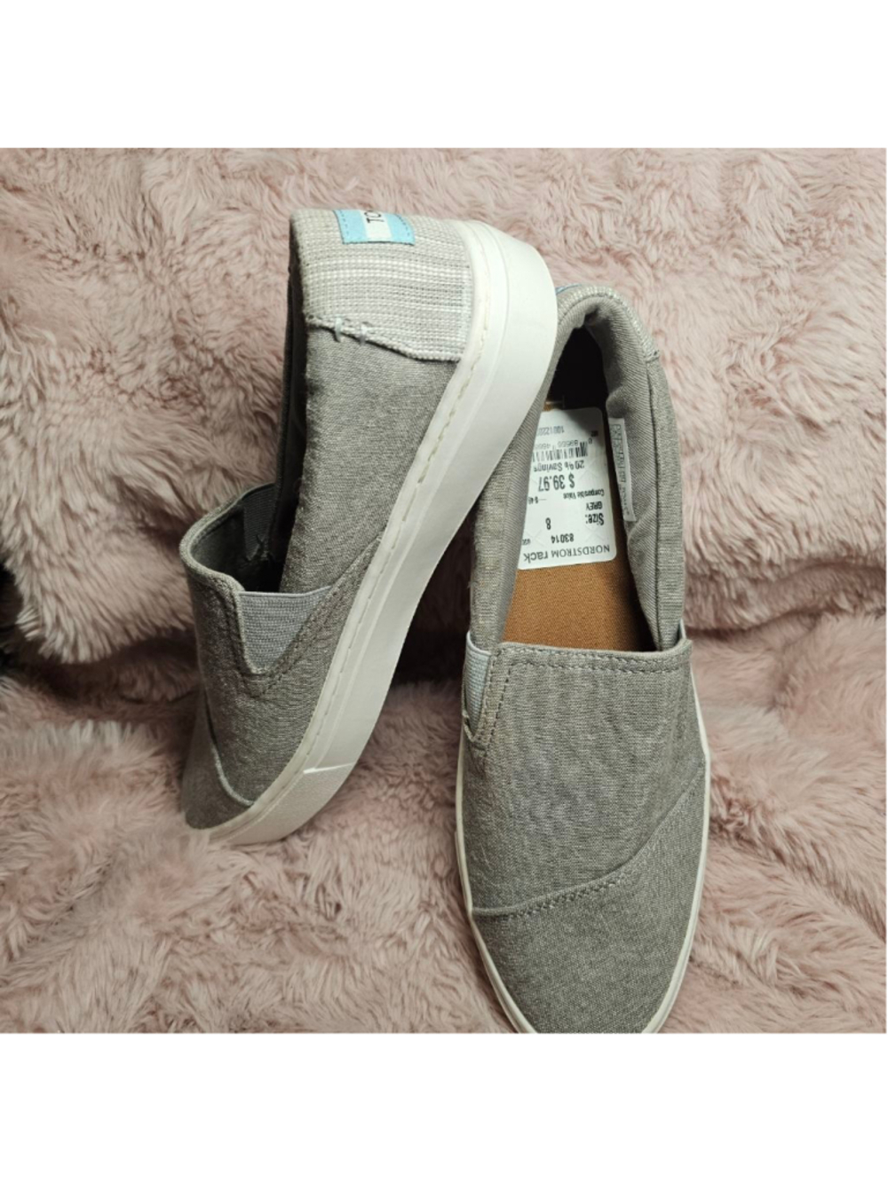 TOMS Grey Canvas Slip-On Sneakers